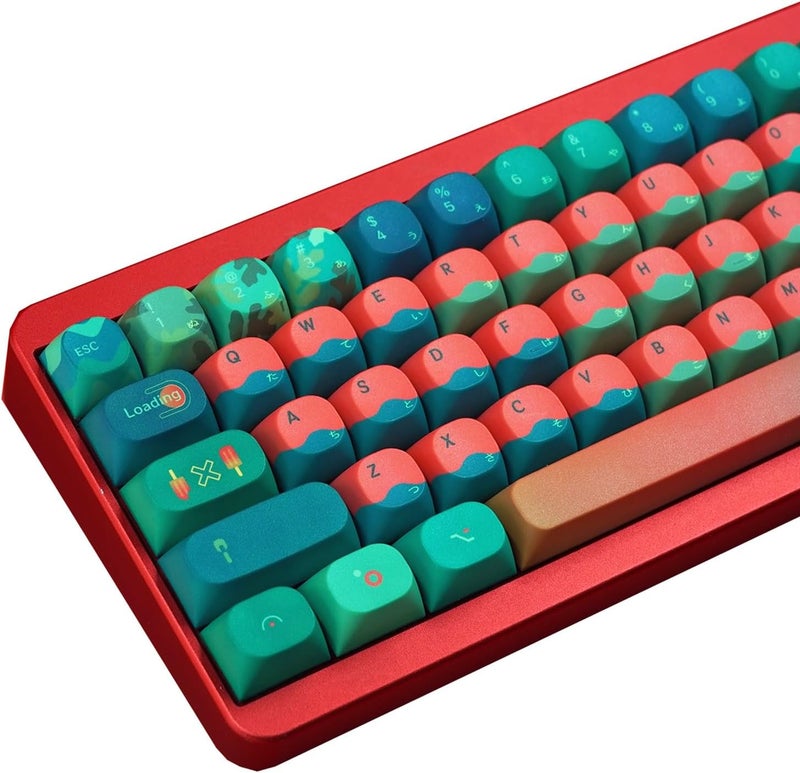 TIMSEKER Watermelon Theme Red and Green Japanese PBT Keycap, Dye Sub Custom MA Profile Keycaps for ANSI Layout Mechanical Gaming Keyboard, 118 Keys - Image 1